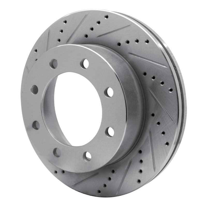 Ford F-350 Super Duty Brake Rotor (1) - Front Left - R1 Concepts - Drilled & Slotted - Silver - `05-`12